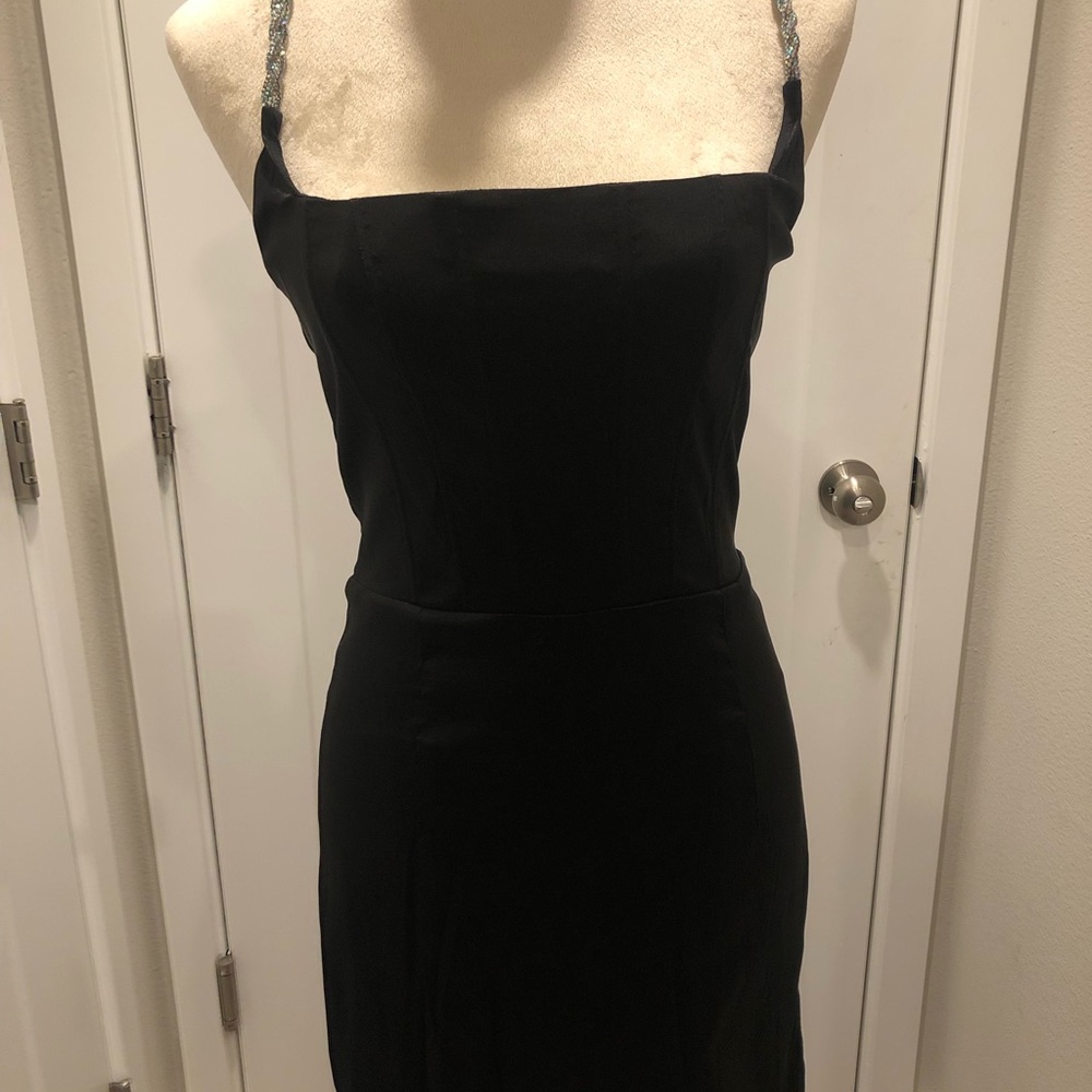 Shondra Taffeta Rhinestone Strap Party Dress - Picture 7 of 10